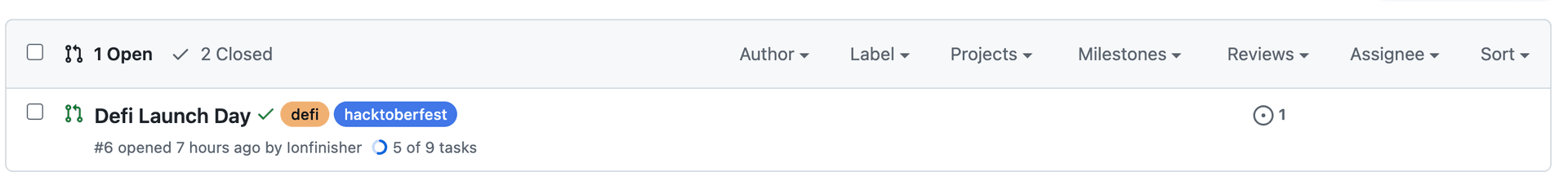 Screenshot the list of opened PRs on GitHub
